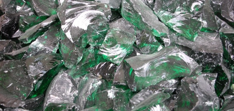 Glasbrocken Glas grün 50 - 150 mm gebrochen
