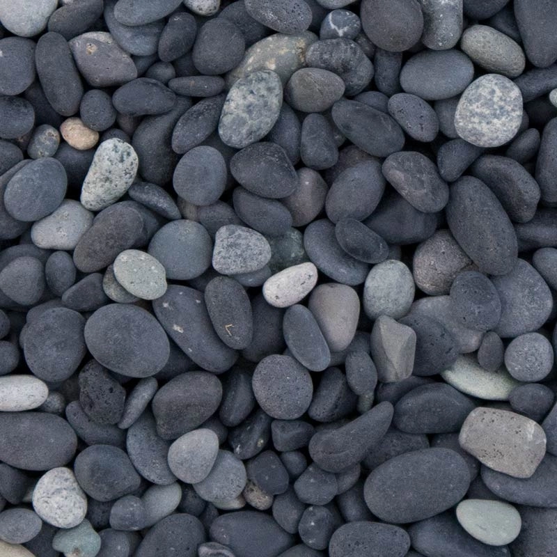 Kies Beach Pebbles schwarz  natürlich gerundet