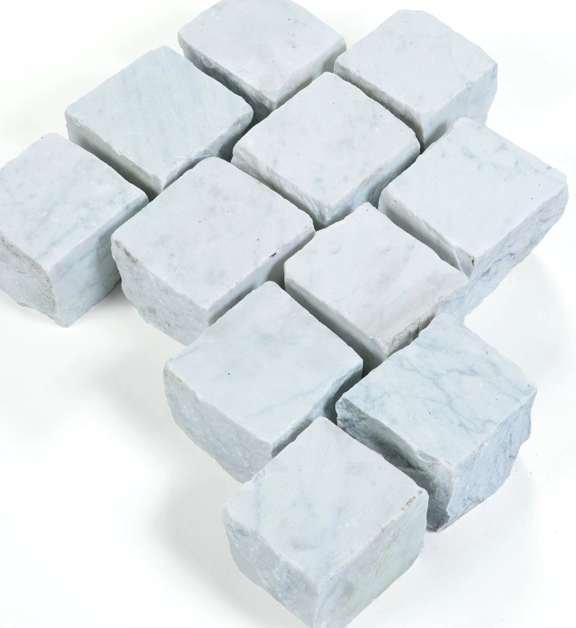 Natursteinpflaster Pflasterstein Carrara 5 x 5 x 5 cm gespalten, teilweise mit Sägekanten